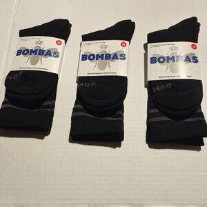 Bombas Mens Cotton Blend Crew Socks 3-Pack Black-Size: Medium-NEW